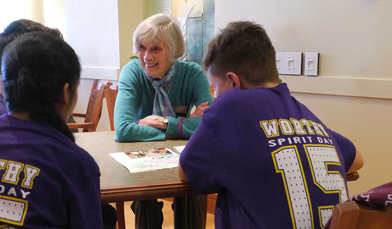 Summerhill PARC resident with St. Edmunds School students