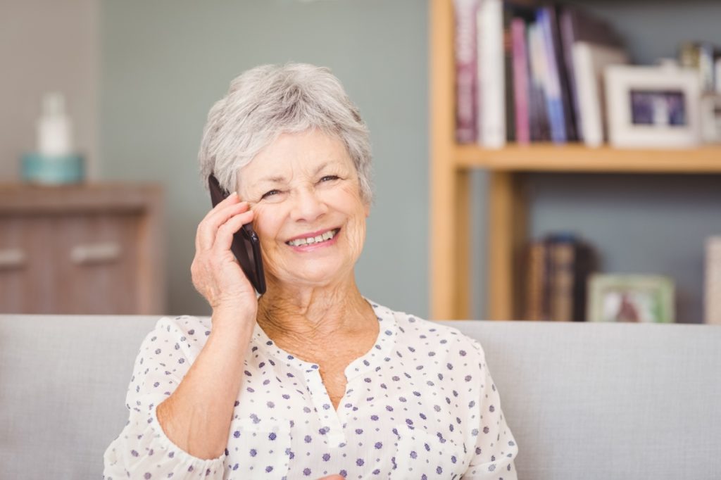 Senior woman smiling on the phone