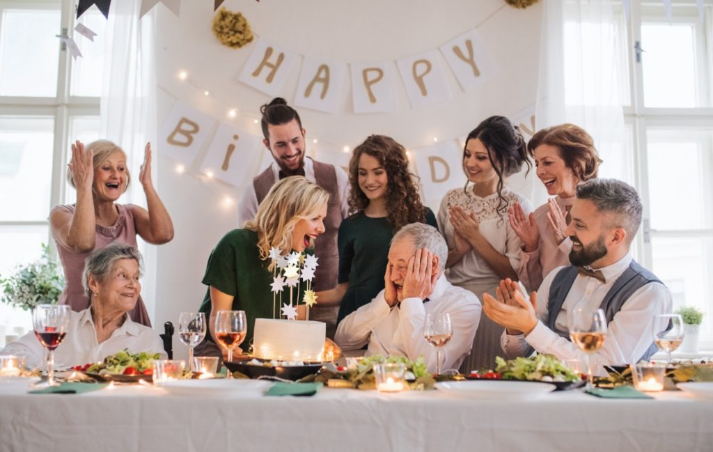 Group celebrating birthday party