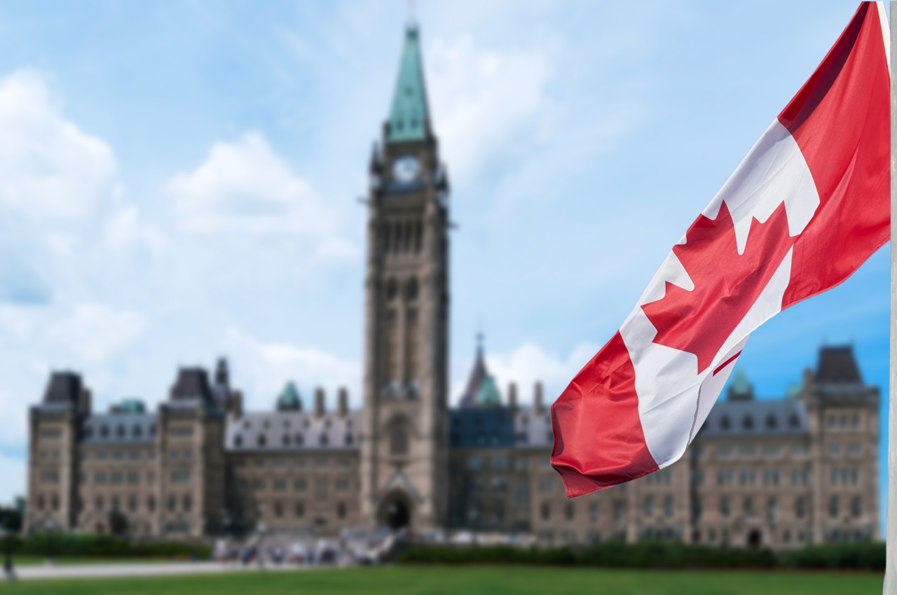 Parliament building and Canada Flag