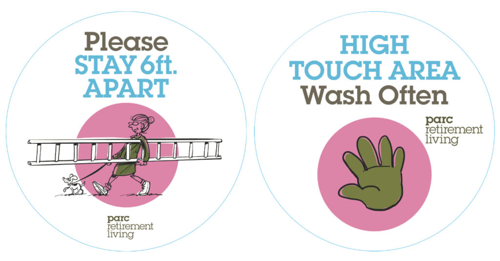 High touch sticker and social distance sticker